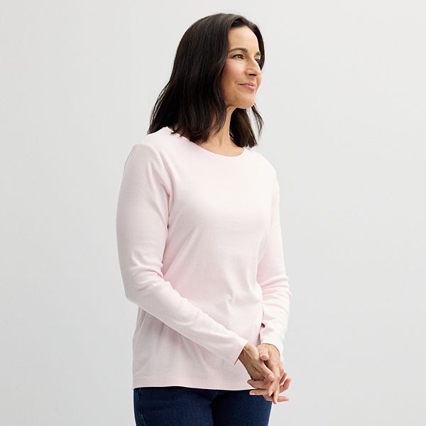 Pink Crew Neck Long Sleeve Top, Body Bark