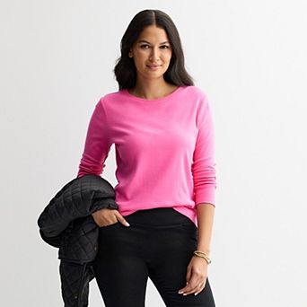 Women's Croft & Barrow® Essential Long-Sleeve Classic Crewneck Tee