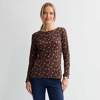 Women's Croft & Barrow® Essential Long-Sleeve Classic Crewneck Tee