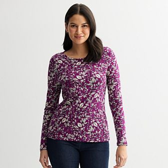 Women's Croft & Barrow® Essential Long-Sleeve Crewneck Tee