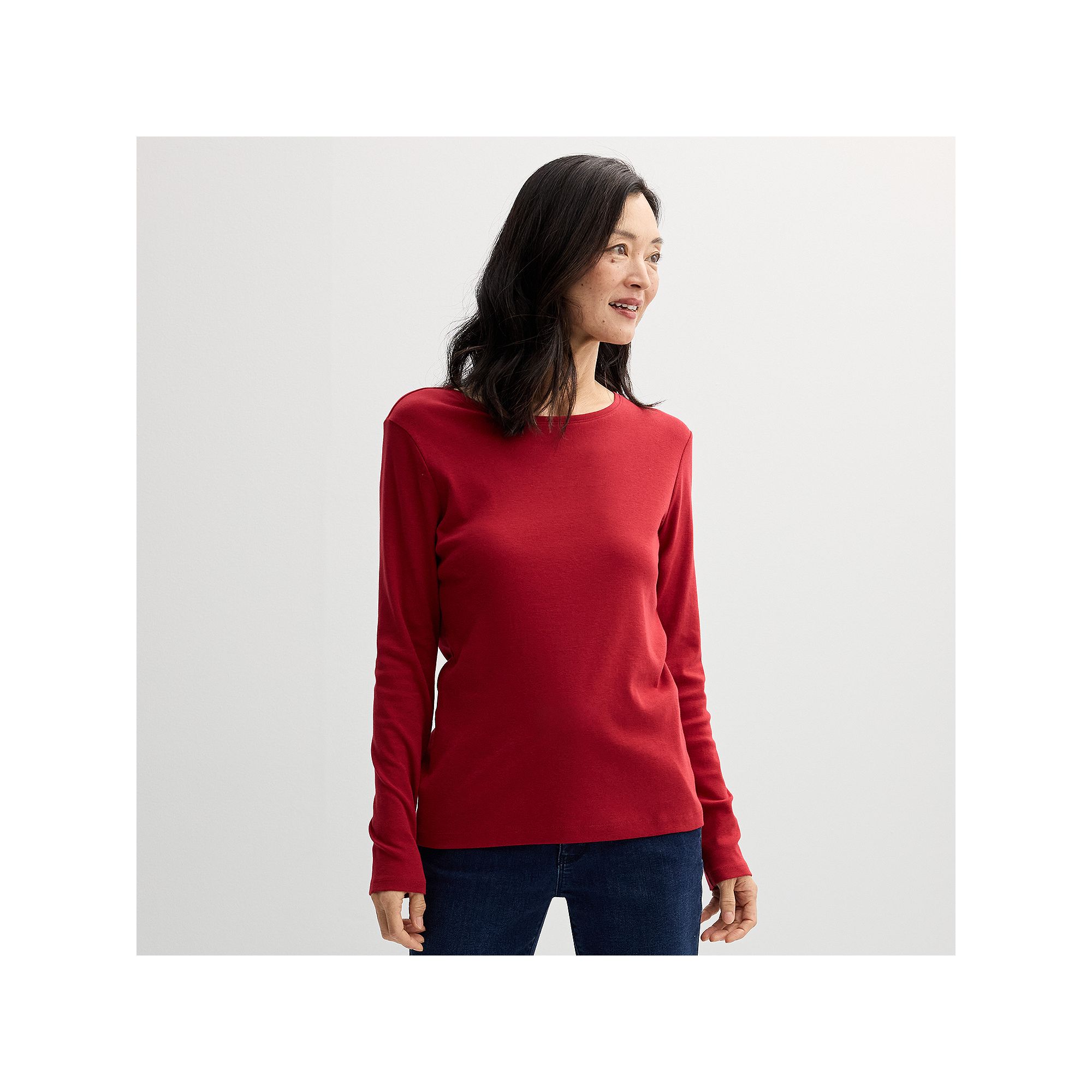 Womens Croft & Barrow® Essential Long-Sleeve Crewneck Tee, Size: XS, Red