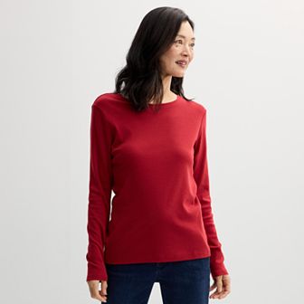 Women's Croft & Barrow® Essential Long-Sleeve Crewneck Tee