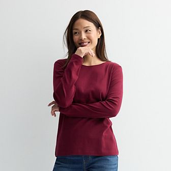Women's Croft & Barrow® Essential Long-Sleeve Crewneck Tee