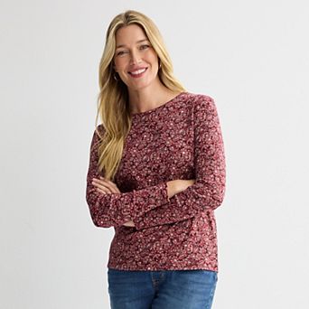 Women's Croft & Barrow® Essential Long-Sleeve Classic Crewneck Tee