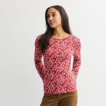 Women's Croft & Barrow® Essential Long-Sleeve Classic Crewneck Tee