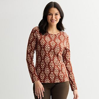 Women's Croft & Barrow® Essential Long-Sleeve Crewneck Tee