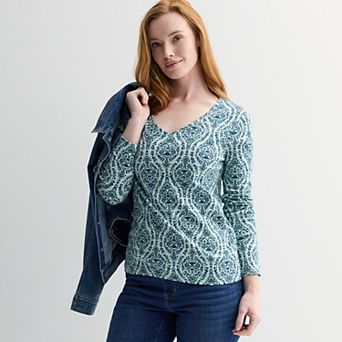 Women's Croft & Barrow® Essential Long-Sleeve Classic Crewneck Tee