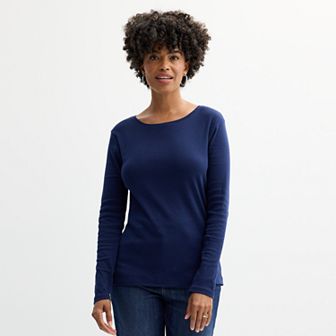 Women's Croft & Barrow® Essential Long-Sleeve Crewneck Tee