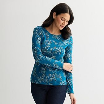 Women's Croft & Barrow® Essential Long-Sleeve Crewneck Tee