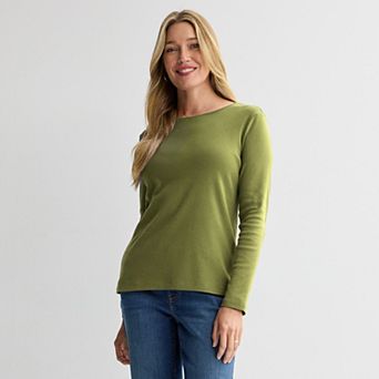 Women's Croft & Barrow® Essential Long-Sleeve Classic Crewneck Tee