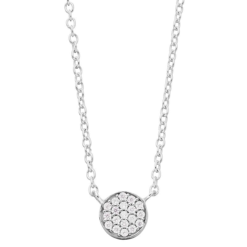 LovethisLife Cubic Zirconia Disc Necklace, Womens, Size: 18, White