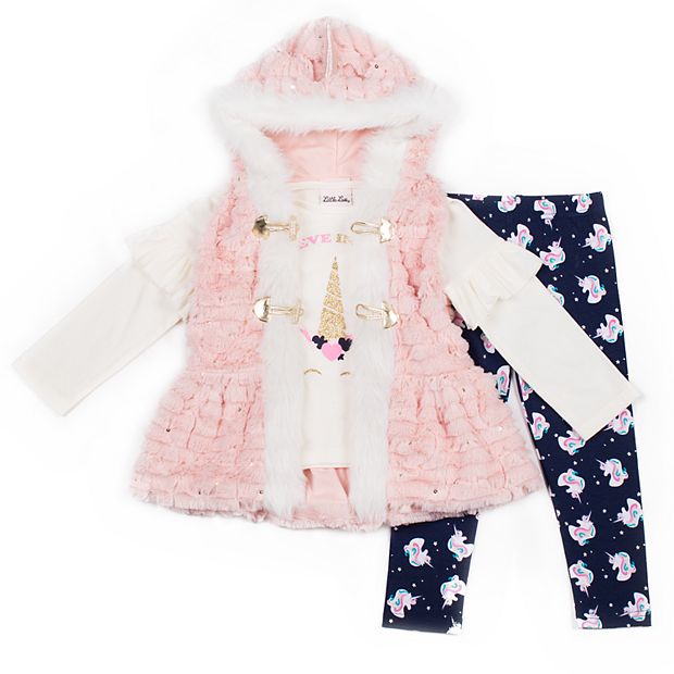 Little lass faux deals fur vest set