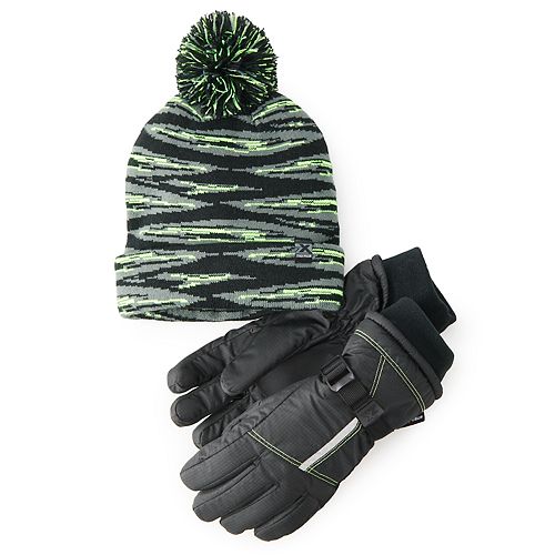 Boys 4 20 Zeroxposur Beanie Hat Gloves Set