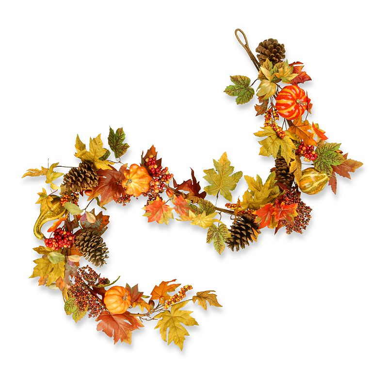 72 in. Maple Garland with Pumpkins