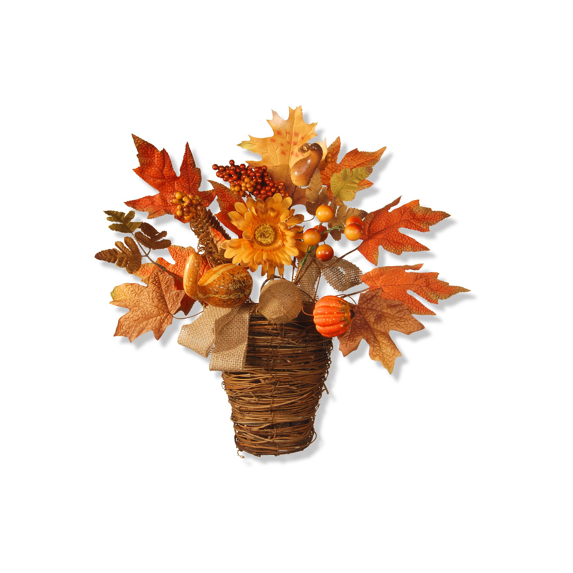 National Tree Company Maple Leaf Wall Basket, Orange