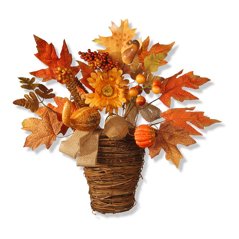 National Tree Company Maple Leaf Wall Basket, Orange