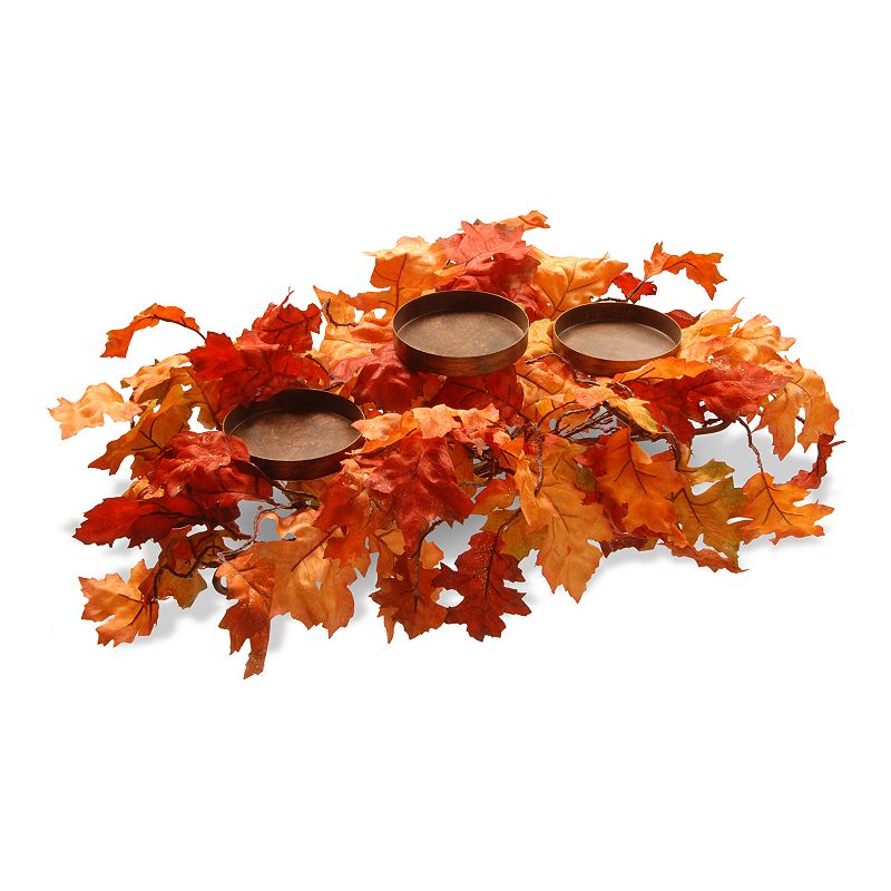 National Tree Company Maple Leaf Candleholder, Orange