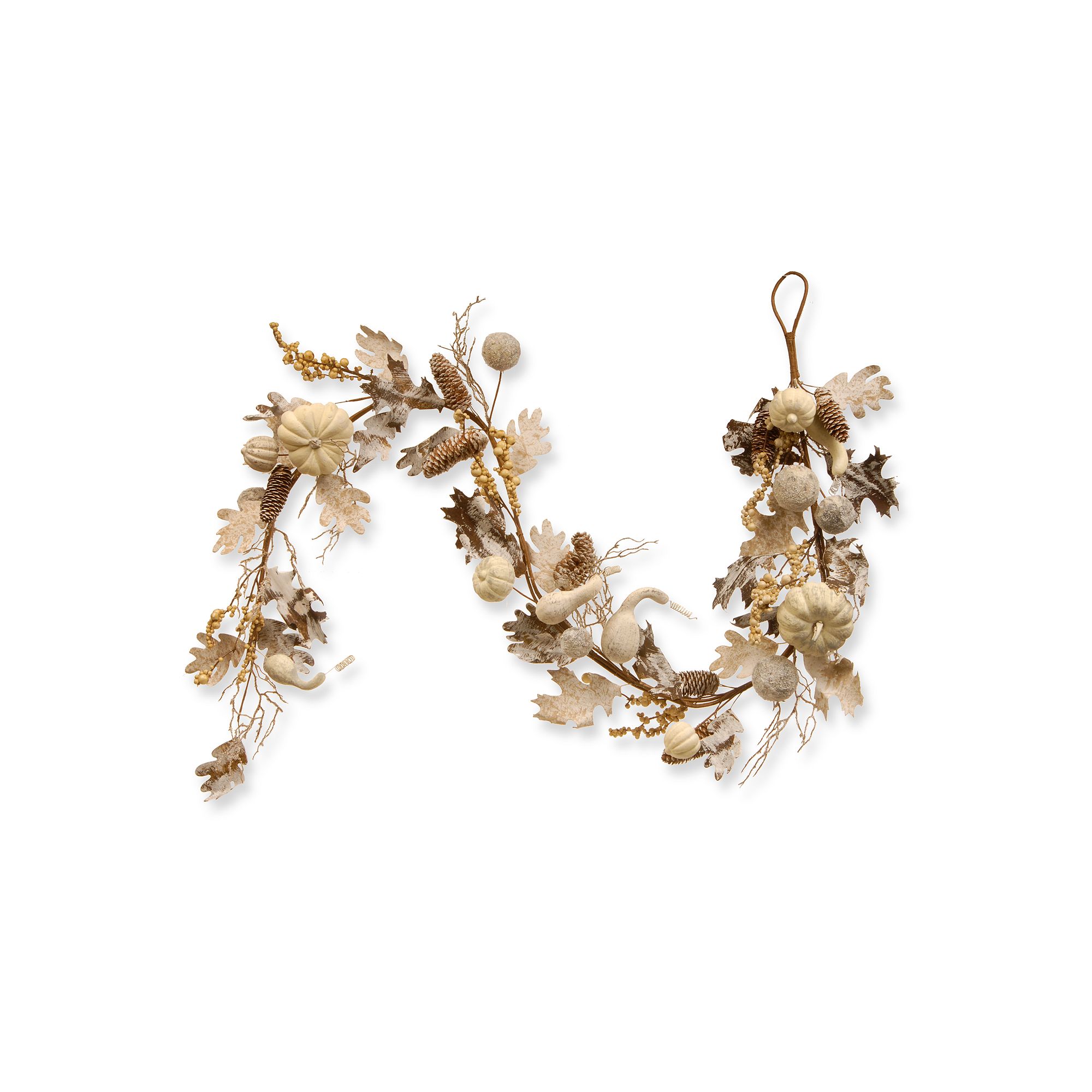 National Tree Company Pumpkin and Pinecone Garland, White