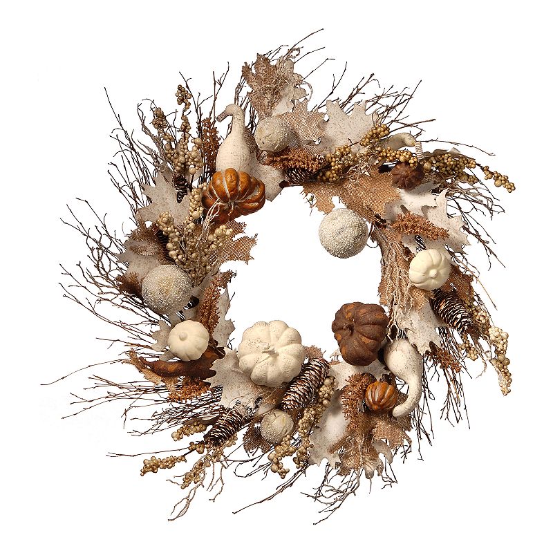 48915619 National Tree Company White Accent Harvest Wreath sku 48915619