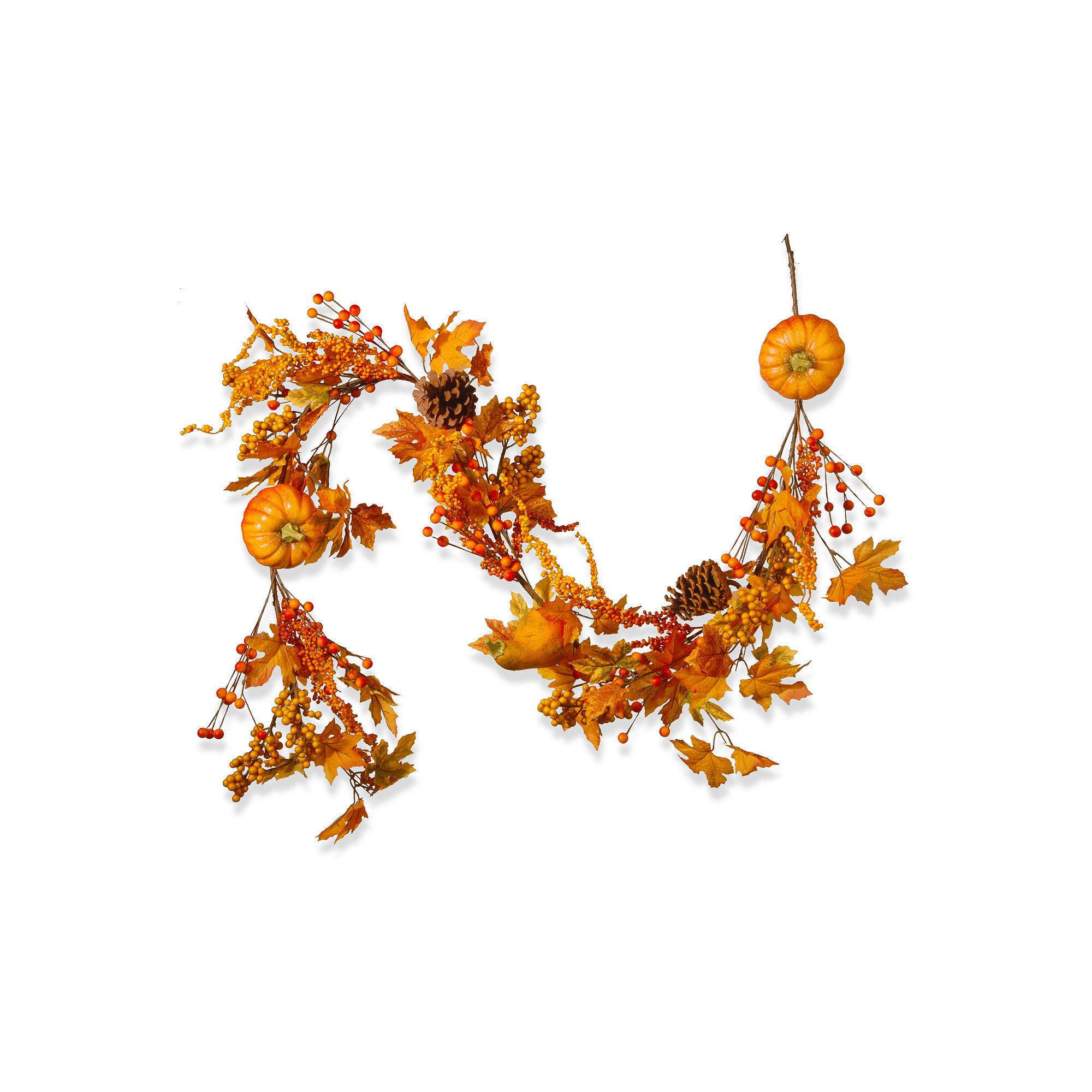 National Tree Company Maple Leaf and Pumpkins Garland, Orange