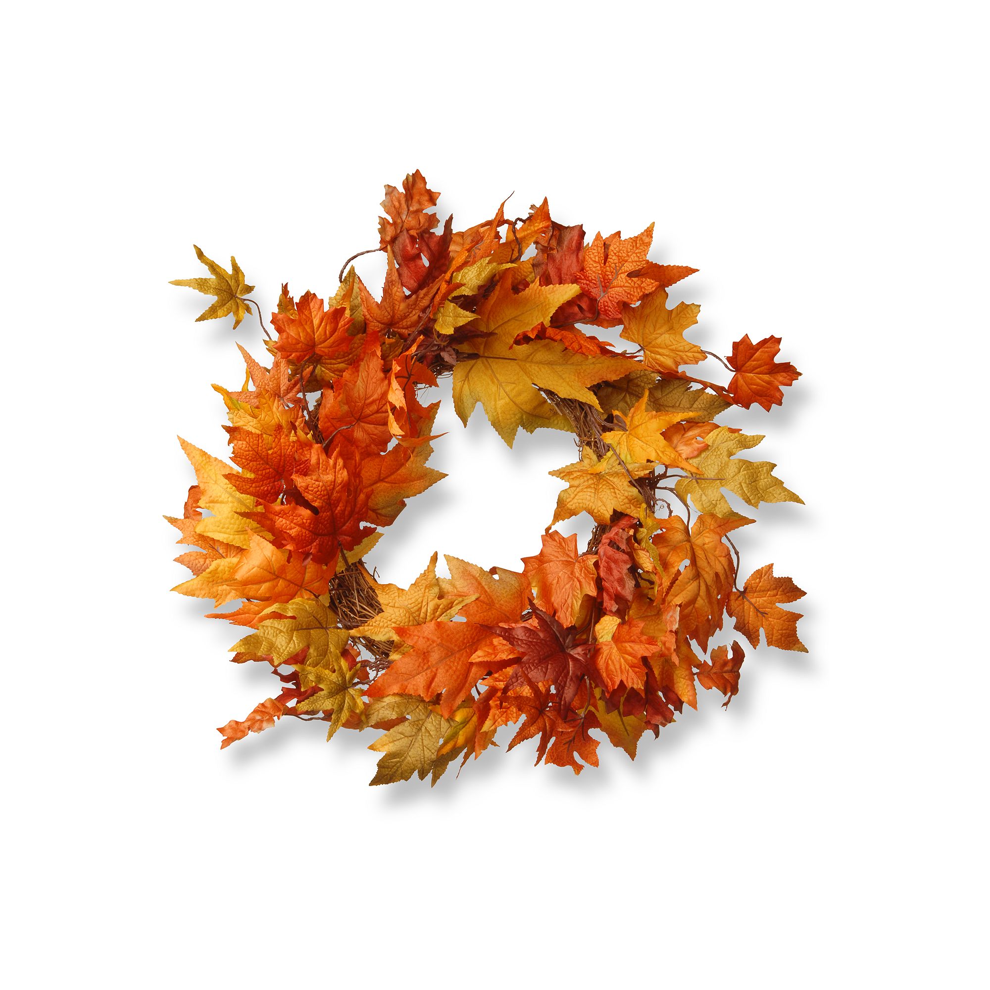 National Tree Company Maple Leaf Wreath, Orange