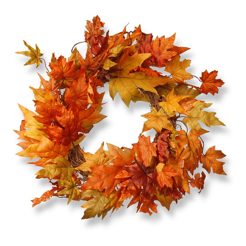 National Tree Company Maple Leaf Wreath, Orange