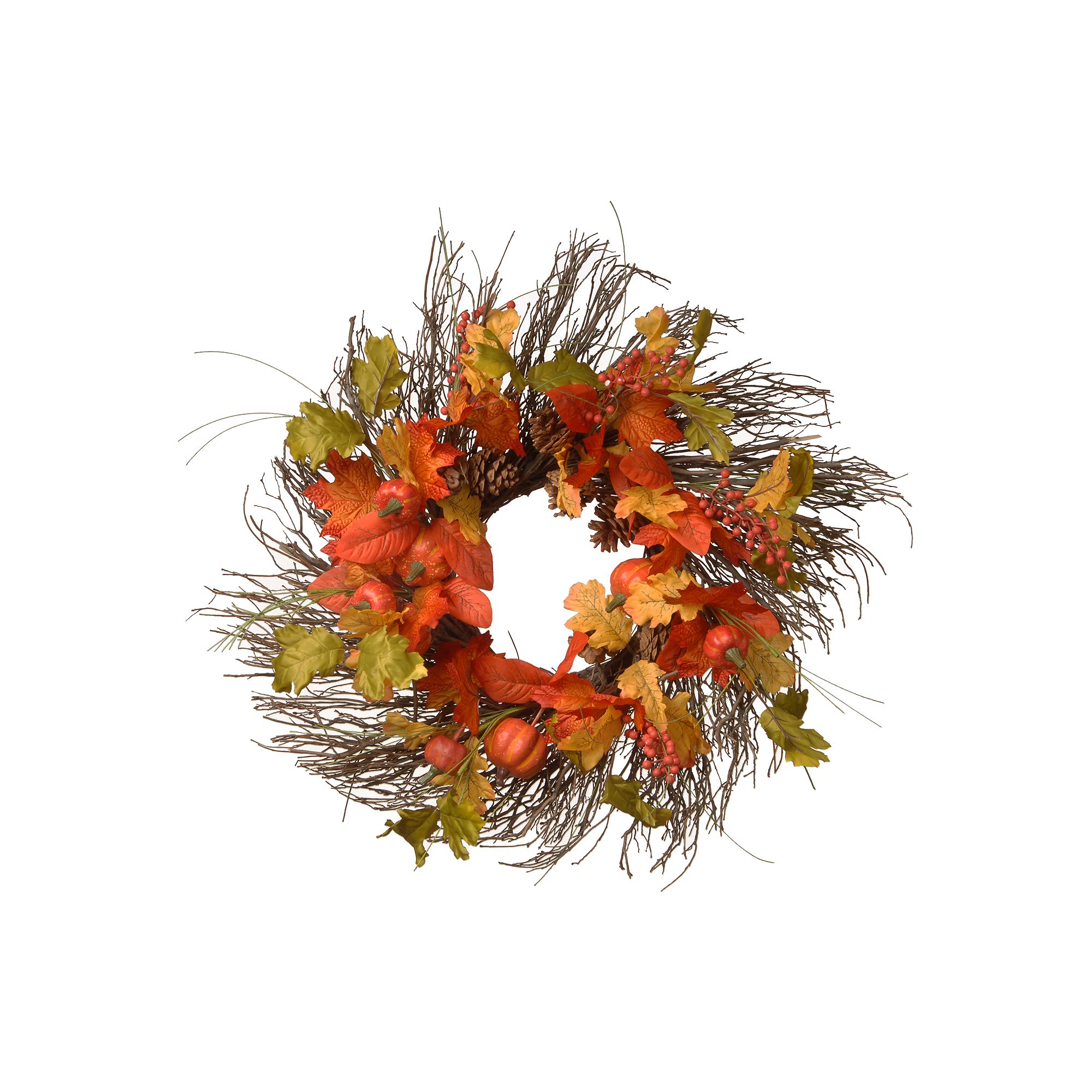 National Tree Company Maple Leaves Wreath, Red