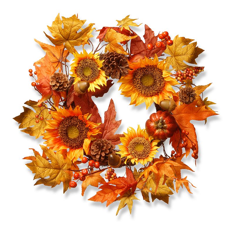 30342606 National Tree Company Sunflower Wreath, Orange sku 30342606
