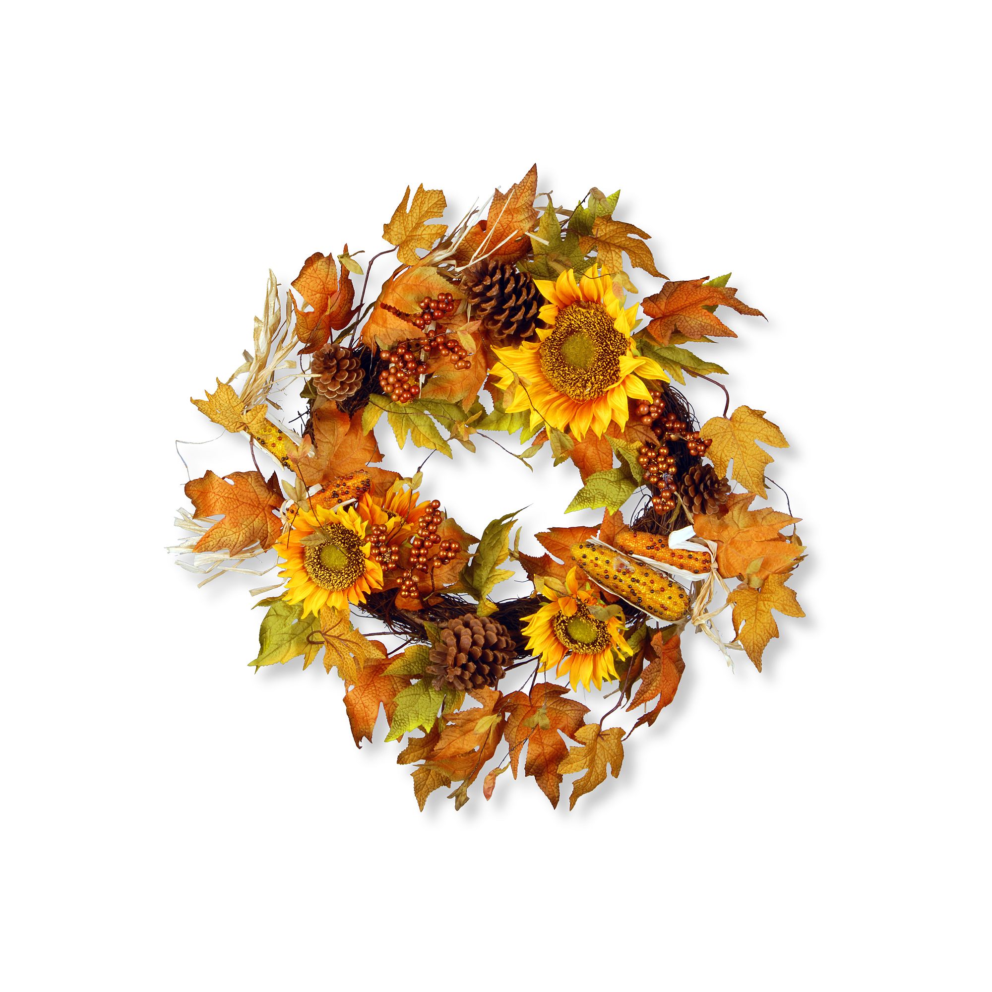 National Tree Company Autumn Sunflower Wreath, Yellow