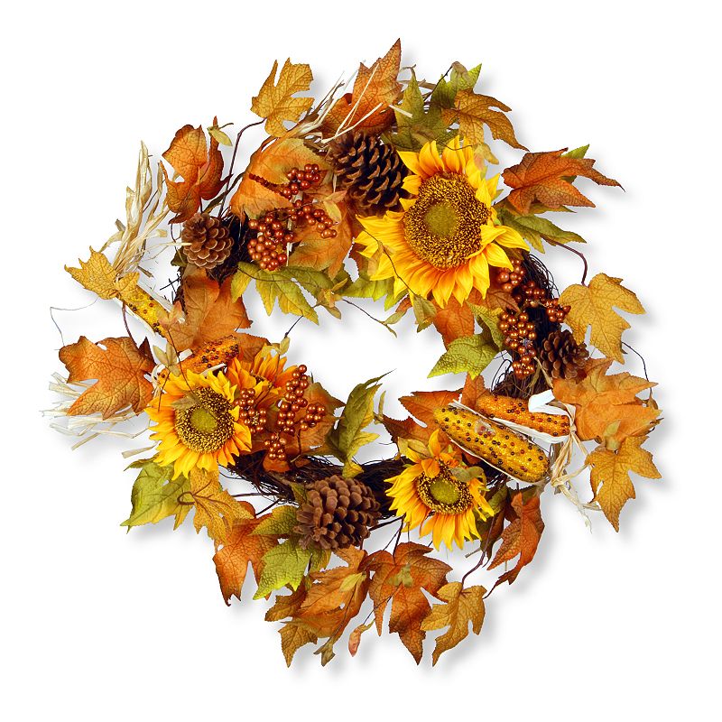 30342612 National Tree Company Autumn Sunflower Wreath, Yel sku 30342612