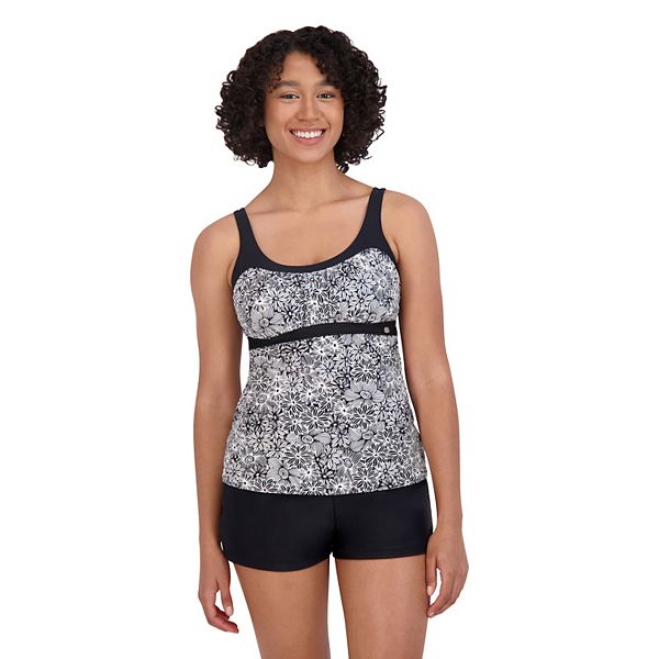 Zeroxposur Plus Tankini Swimsuit Top and Bottoms, Color: Liquorice