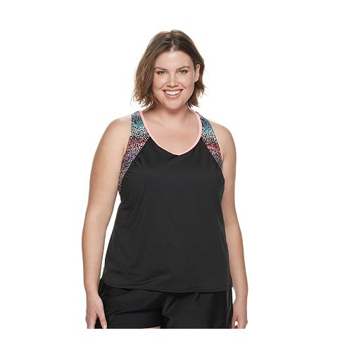 plus size zeroxposur obelisk knot layered tankini top