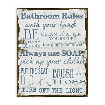 Stupell Home Decor Bathroom Rules Stretched Canvas Wall Art