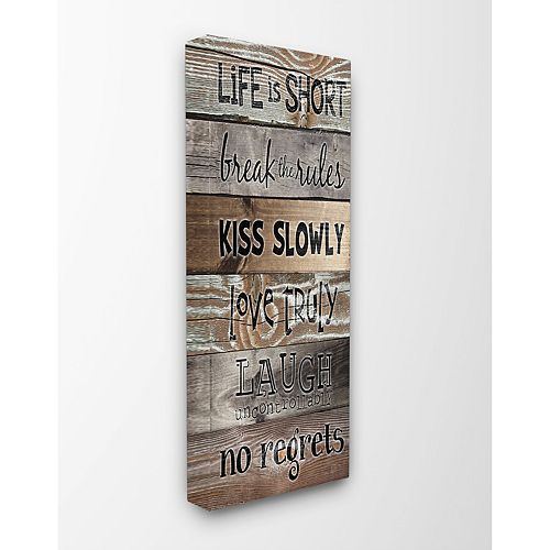Stupell Home Decor Life is Short Planked Typography Stretched Canvas ...