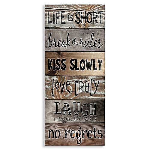 Stupell Home Decor Life is Short Planked Typography Stretched Canvas