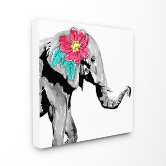 Stupell Home Decor Elephant Floral Pop Wall Art