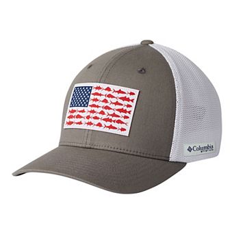 Men's Columbia PFG FlexFit Mesh Fish Flag Fitted Cap