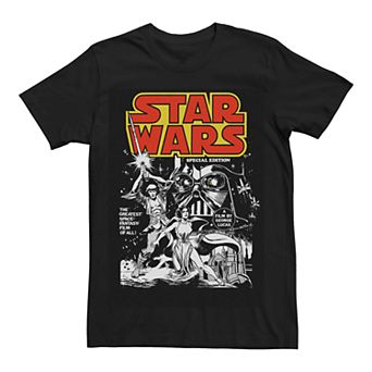Men's Star Wars Vintage Black And White Cover Graphic Tee