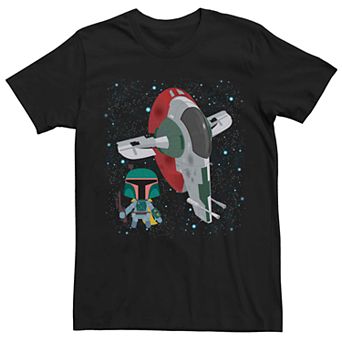 Men's Star Wars Cartoon Boba Fett Space Graphic Tee