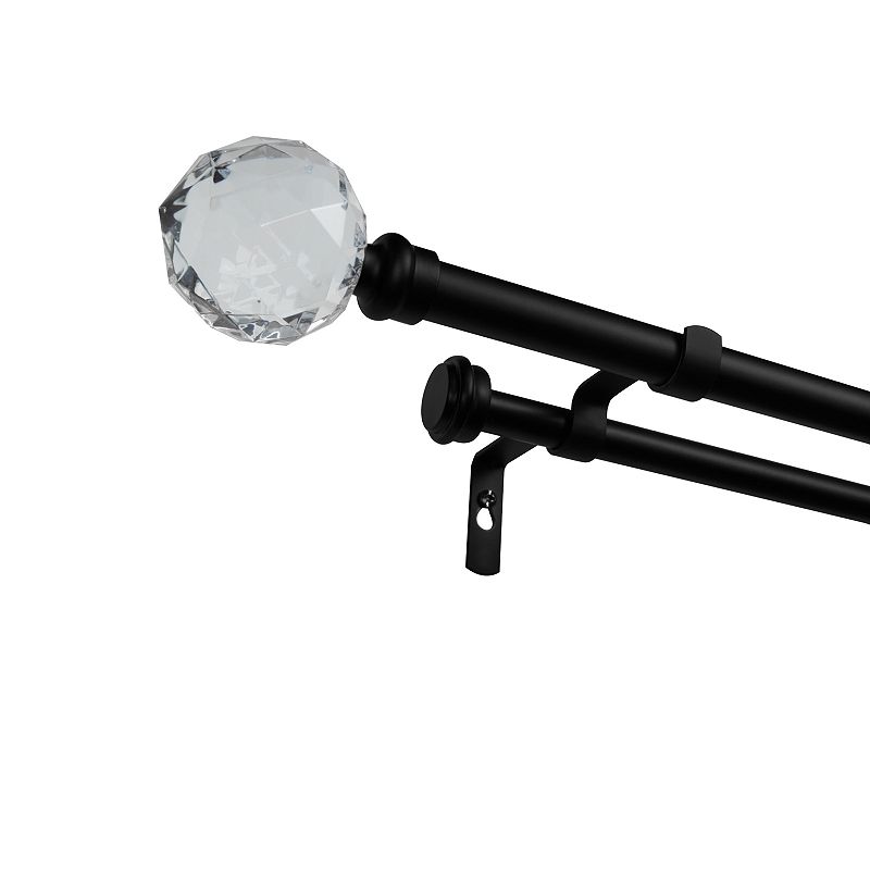 exclusive home crystal ball double curtain rod and finial set
