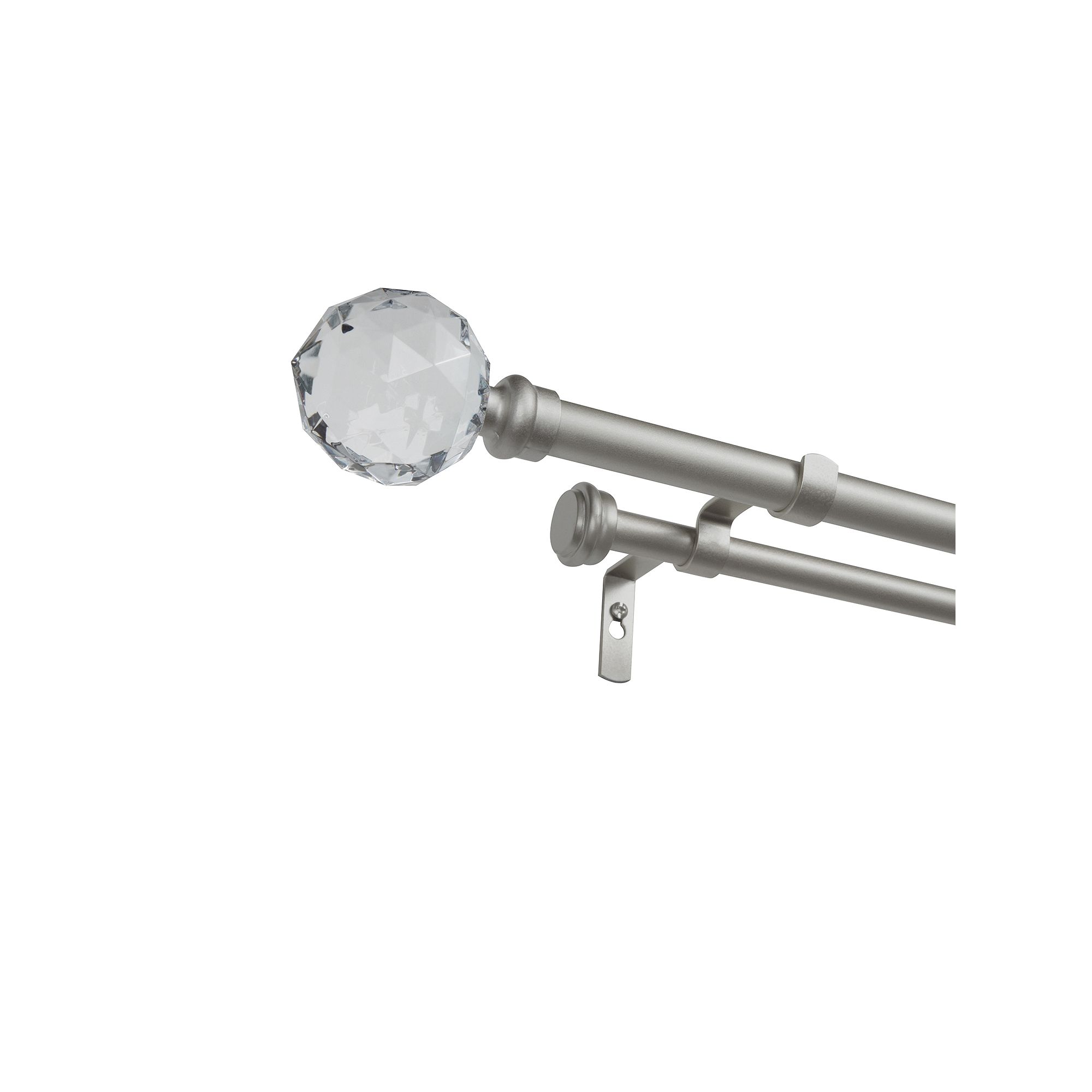 Exclusive Home Crystal Ball Double Curtain Rod, Matte Silver