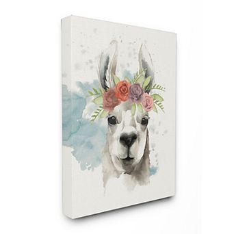 Stupell Home Decor Watercolor Llama Del Rey Canvas Wall Art