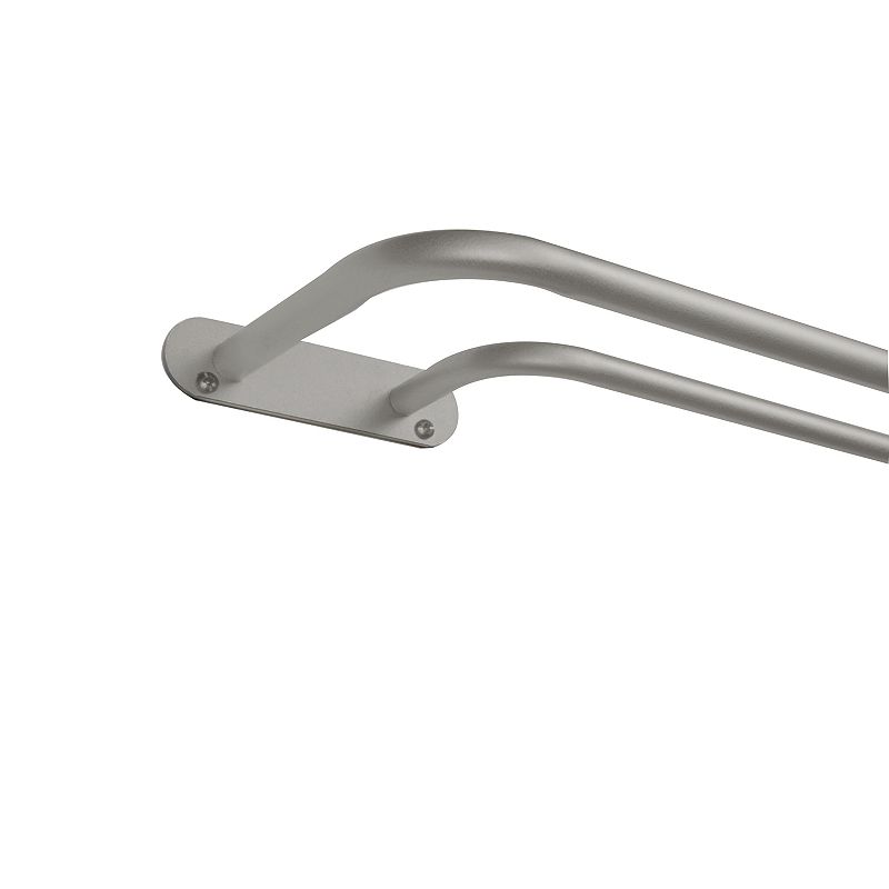 Exclusive Home Fetter Wrap Around Double Curtain Rod  Matte Silver  83.5 -120