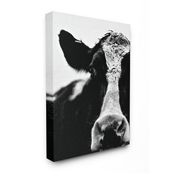 Stupell Home Decor Cow Black And White Close Up Canvas Wall Art