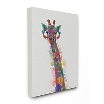 Stupell Home Decor Rainbow Splash Giraffe in Glasses Canvas Wall Art