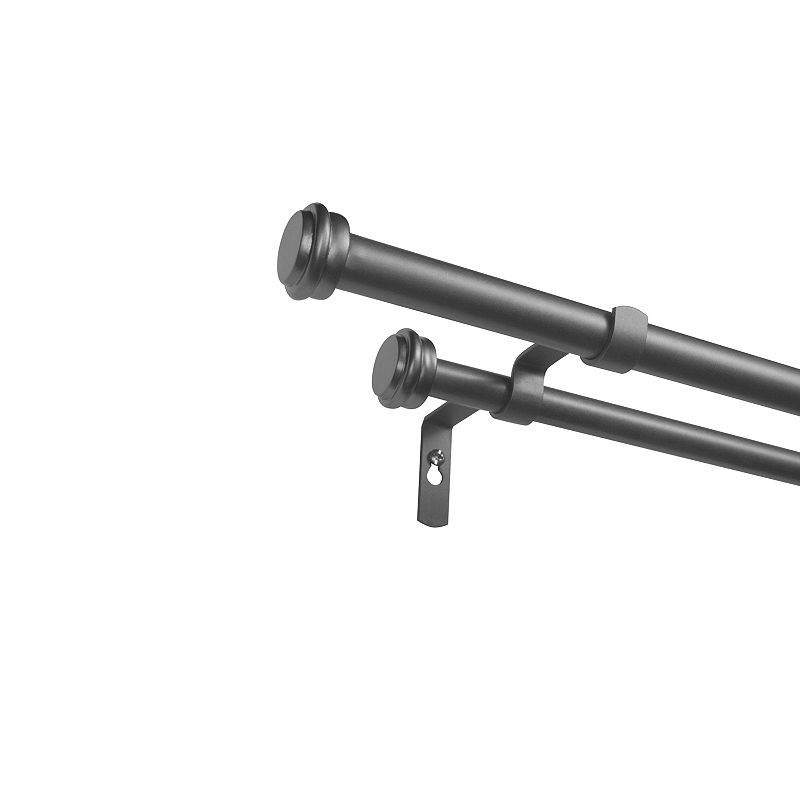 Exclusive Home 36"-72" Topper Double Curtain Rod - Gunmetal