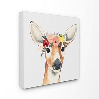 Stupell Home Decor Doe Eyed Deer in Flower Crown Canvas Wall Art