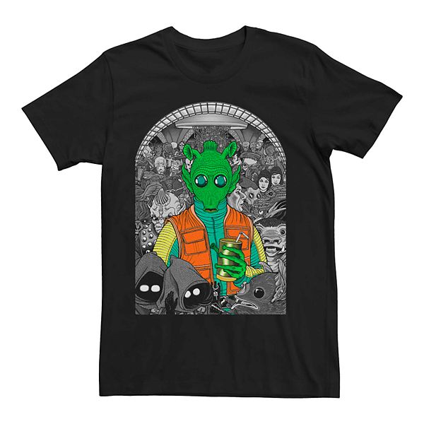 Men's Star Wars Greedo Black And White Portrait Graphic Tee