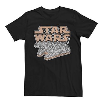 Men's Star Wars Millennium Falcon Retro Checkered Graphic Tee