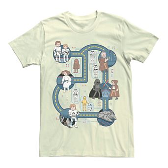 Men's Star Wars Death Star Cartoon Map Graphic Tee